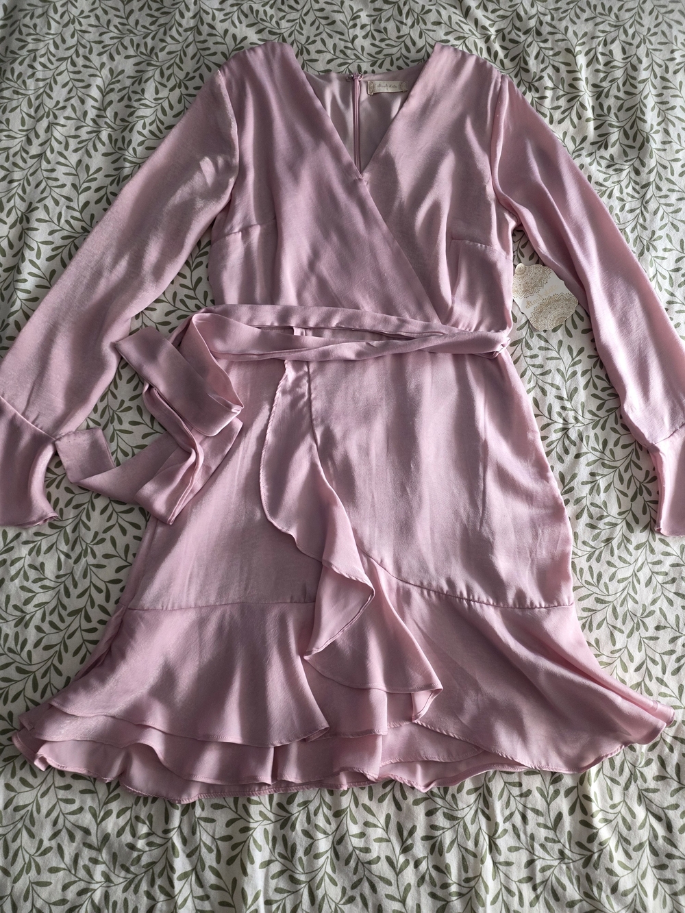 Altar'd State Dusty Pink Ruffle Wrap Mini Dress